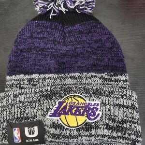 Women's Los Angeles Lakers Purple and Gray Knit Beanie